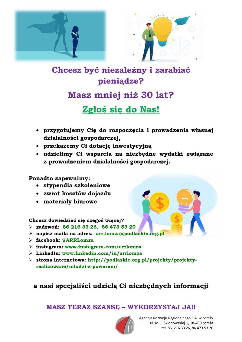 Dotacja na własną firmę do osób młodych!