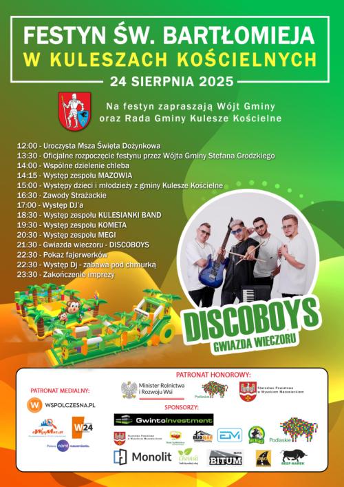 Zapraszamy na festyn Św. Bartłomieja do Kulesz Kościelnych.