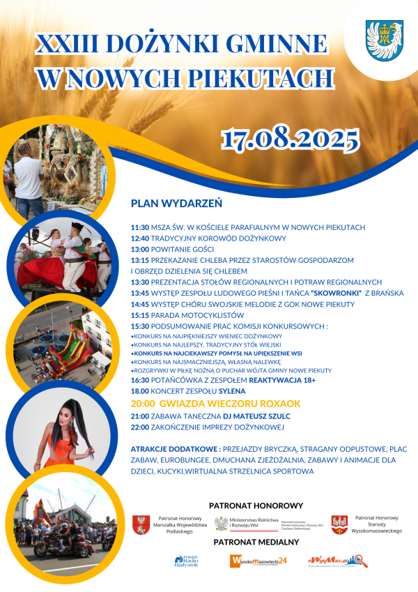 Zapraszamy na dożynki do Nowych Piekut.